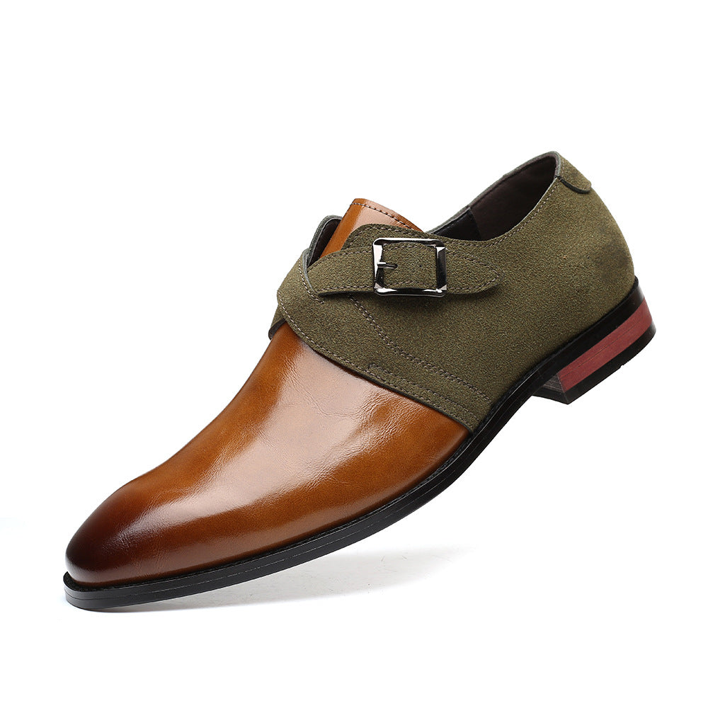 Fashion Business Large Size Color Matching Men's Leather Shoes