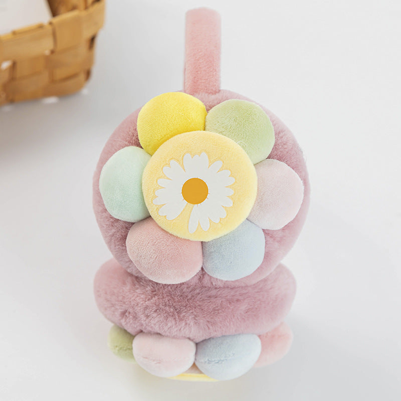 New Children's Plush Earmuffs Cute Sunflower Warm