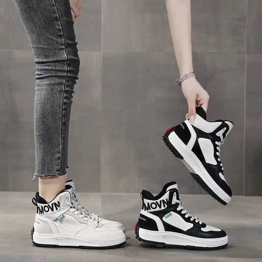 High-top white shoes women's new casual platform shoes