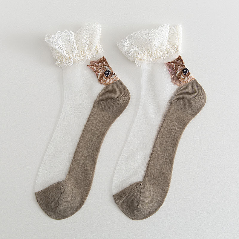 Women's mid-tube lace socks