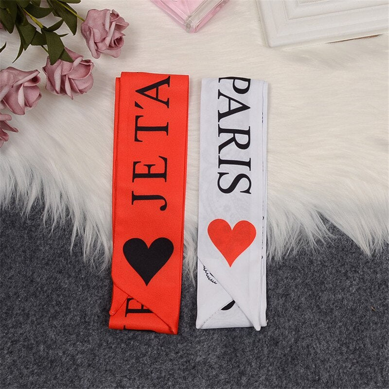 Silk scarf fashion ladies small scarf printed twill tie bag handle small ribbon