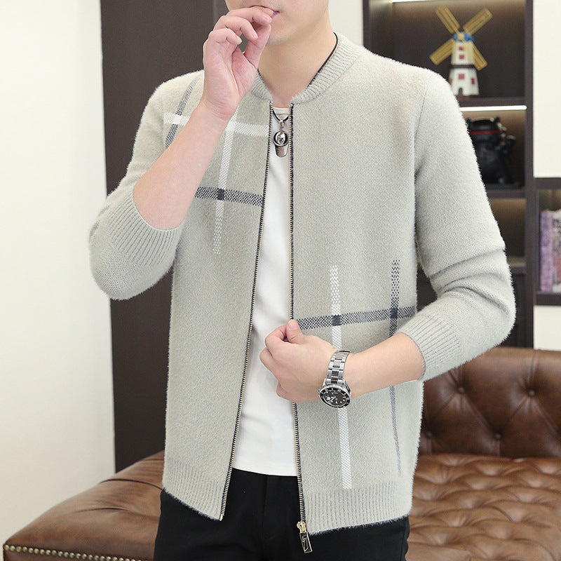 Mens Sweater-Like Casual Jacket In Mink Velvet