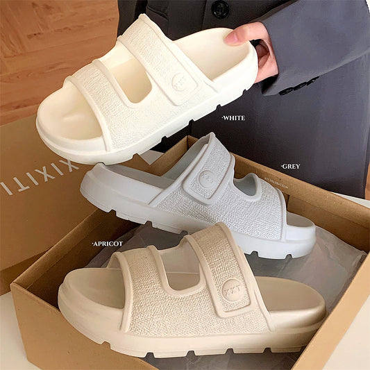 Casual Double-straped Slippers Comfortable Platform Beach Shoes