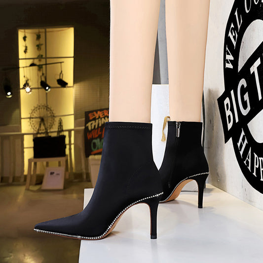 Women's Fashion Slim Stiletto Shallow Pointed Toe Ankle Boots