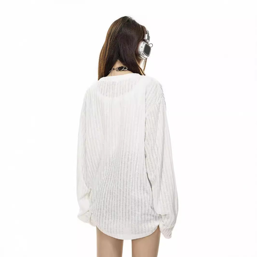 Hong Kong Style Retro Letter Animal Print Top