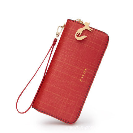 Women's long zipper wallet large capacity cowhide clutch