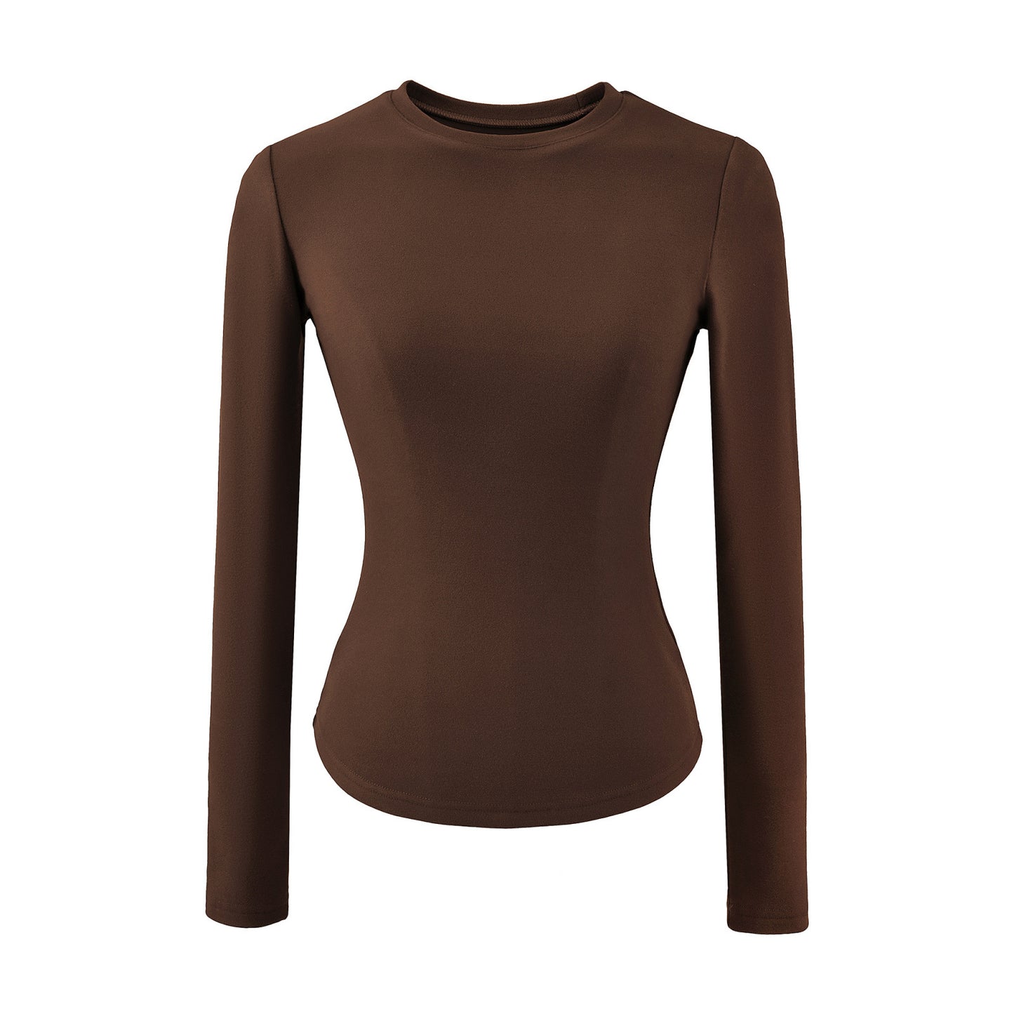 Double-sided Brushed Waist-cinching Warm Long-sleeve T-shirt