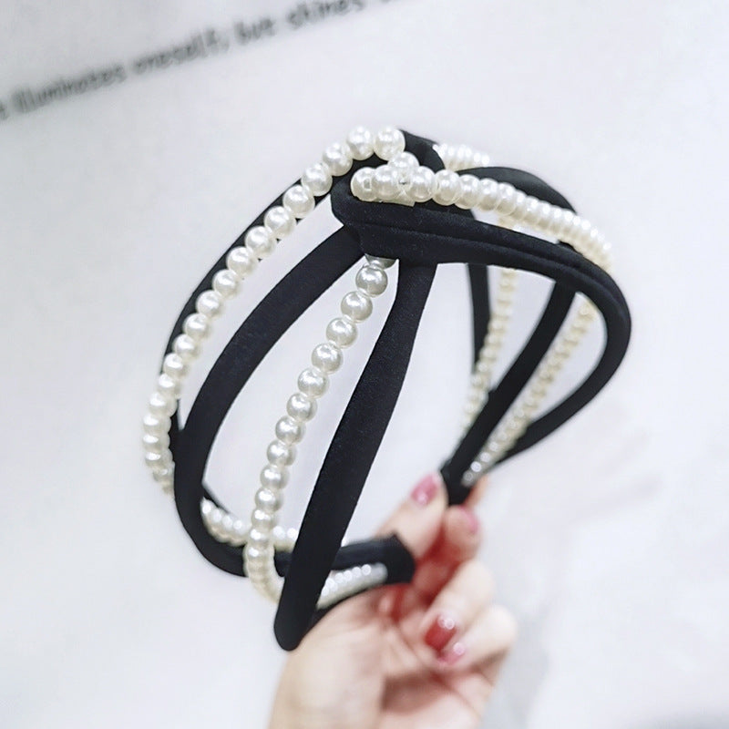 Net Celebrity Popular Hair Band Wave Dot Solid Color Cloth