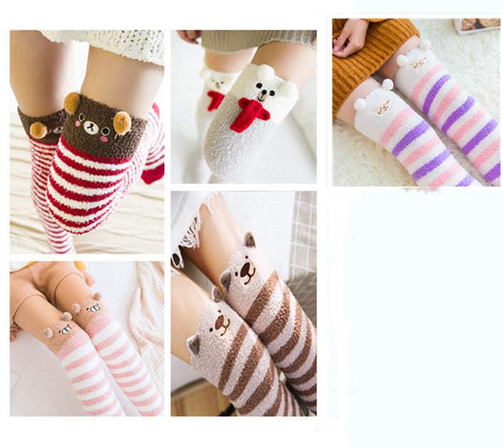Coral fleece over the knee warm long socks