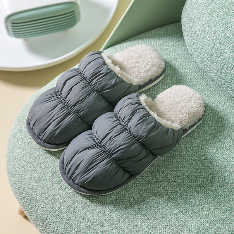 Feather Cotton Slippers Women's Household Warmth, Non-Slip And Waterproof