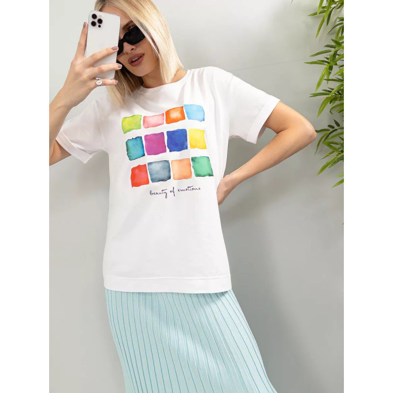 New Summer Womens Top In American Style Trendy Personalized With A Dopamine Boosting Print