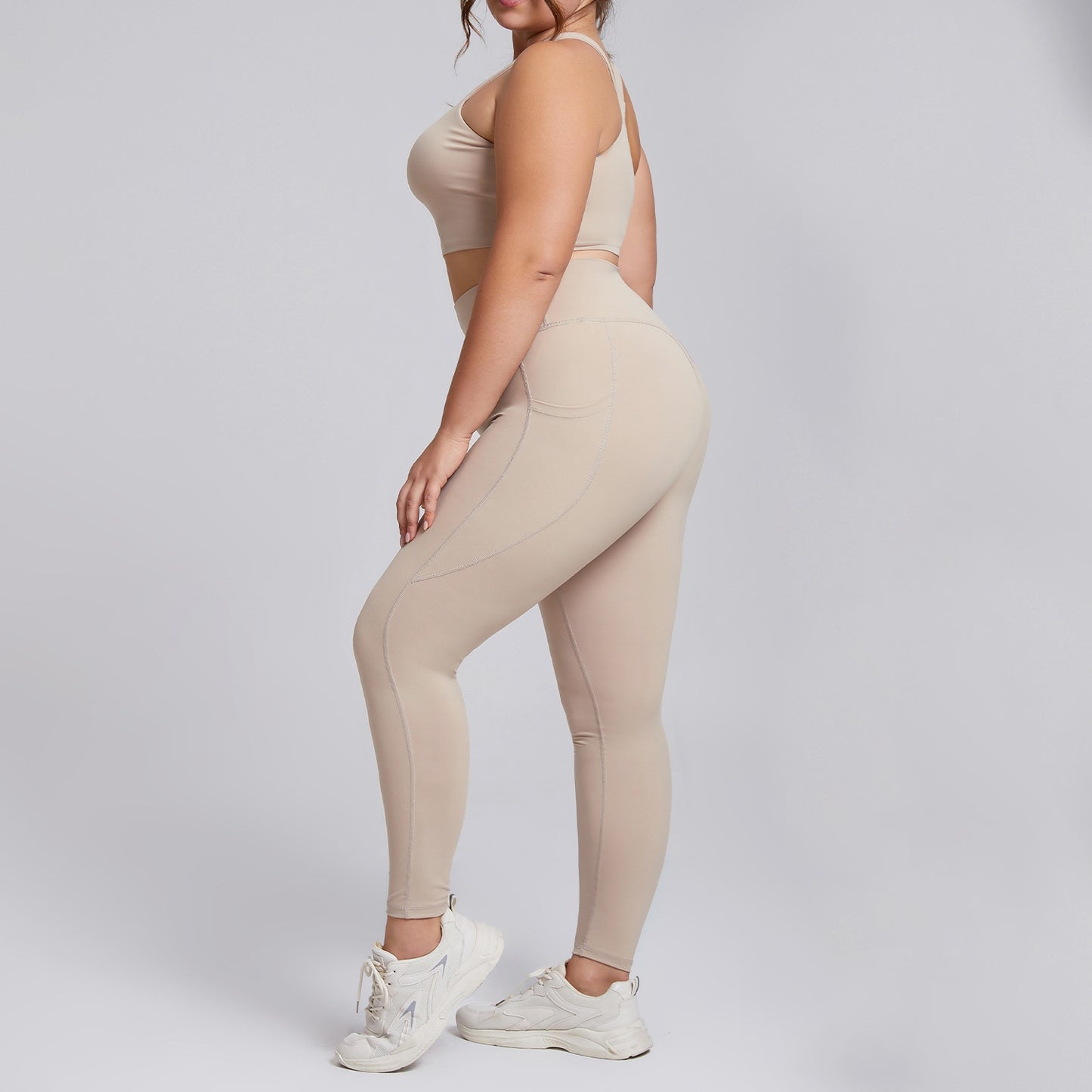 New Plus-Size Womens High-Waisted Yoga Leggings With Pockets