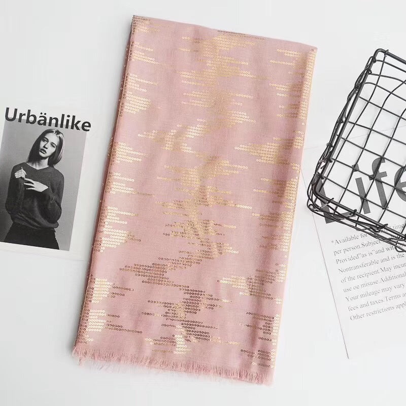 Tassel bronzing cotton and linen scarf