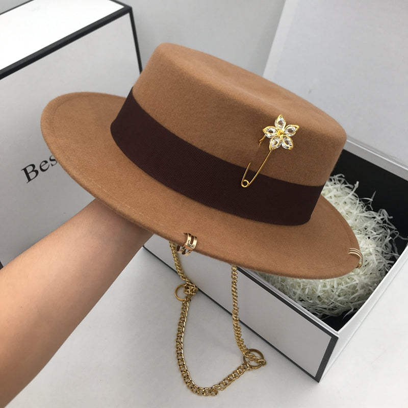 Female retro black top hat