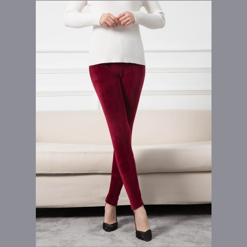 Women's Outer Wear Fleece Stretch Leggings With Small Feet