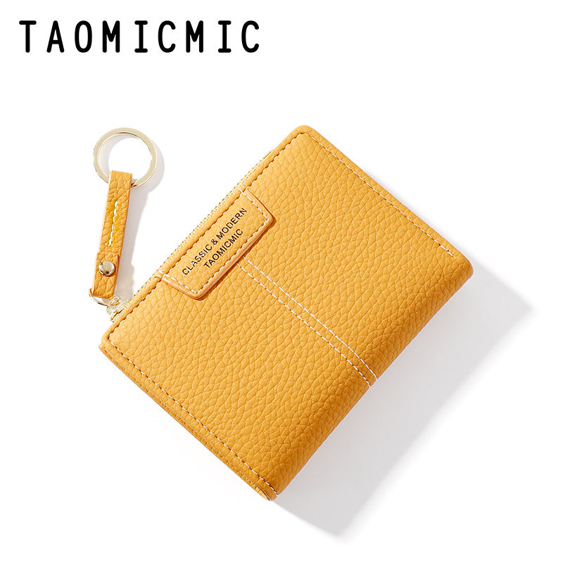 Fashion short zipper two-fold wallet women