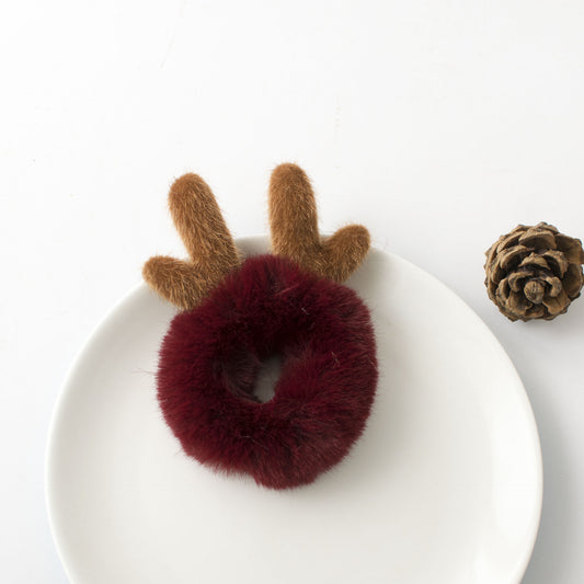 Sweet Plush Antlers Cute Girl Heart-sen Three-dimensional Deer Christmas Hair Accessories