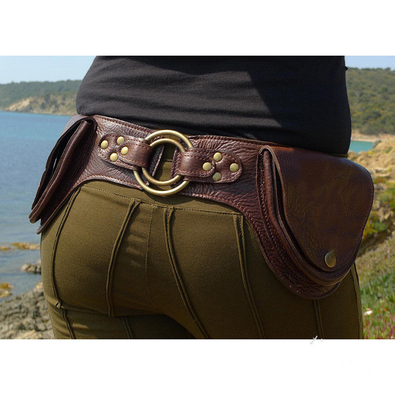 Mini belt bag with metal buckle flap