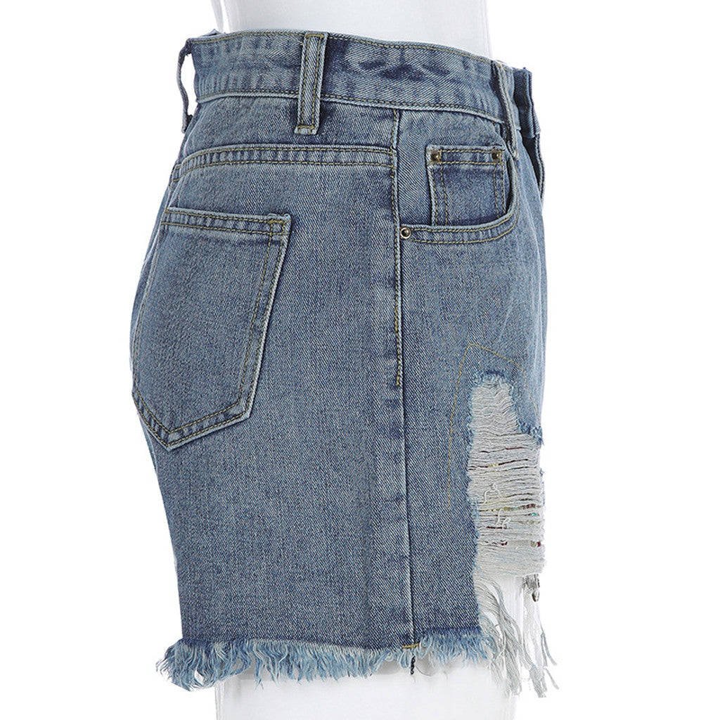 Ripped wide leg shorts