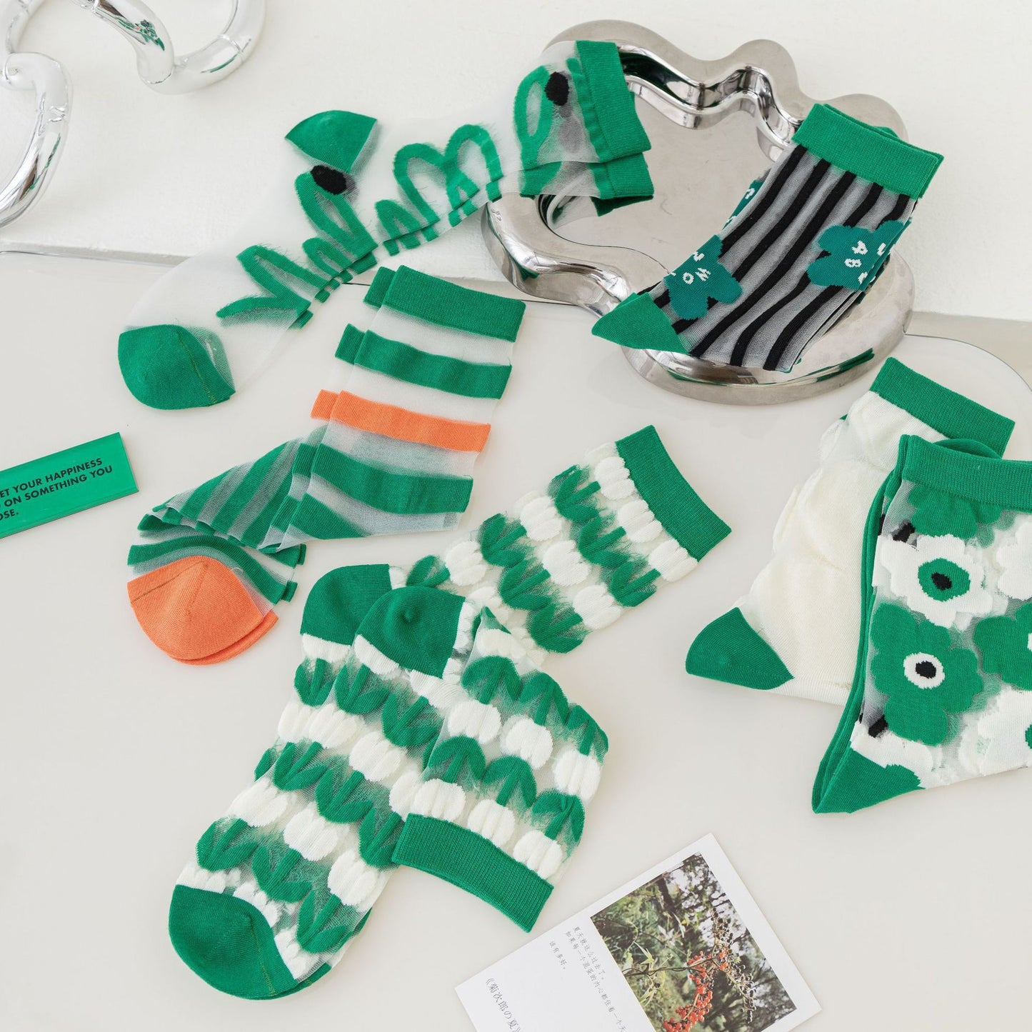 Women's Mid Tube Socks Trendy Green Breathable