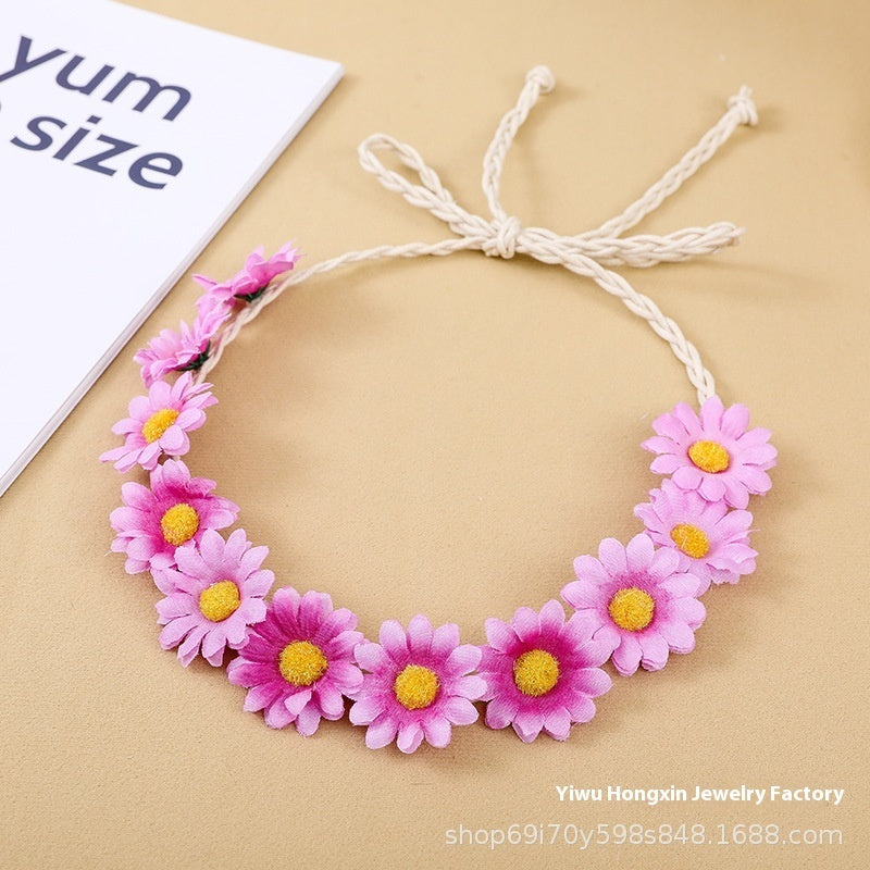 11 Simulation Small Sunflower Bohemian Vacation Seaside Braid Hair Band For Women