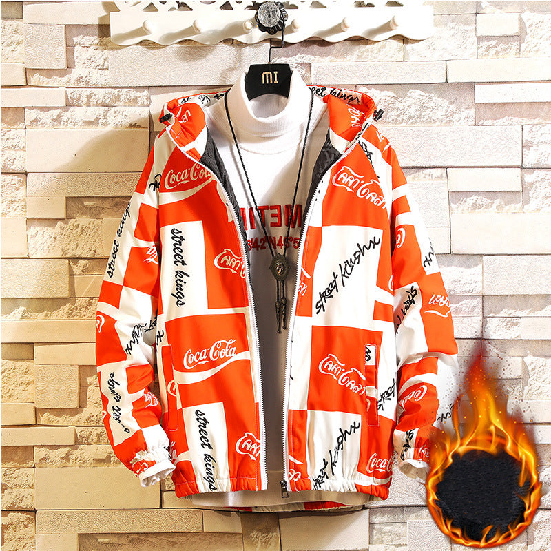 Hooded Jacket Men's Casual Jacket Plus Cotton Padded Coat