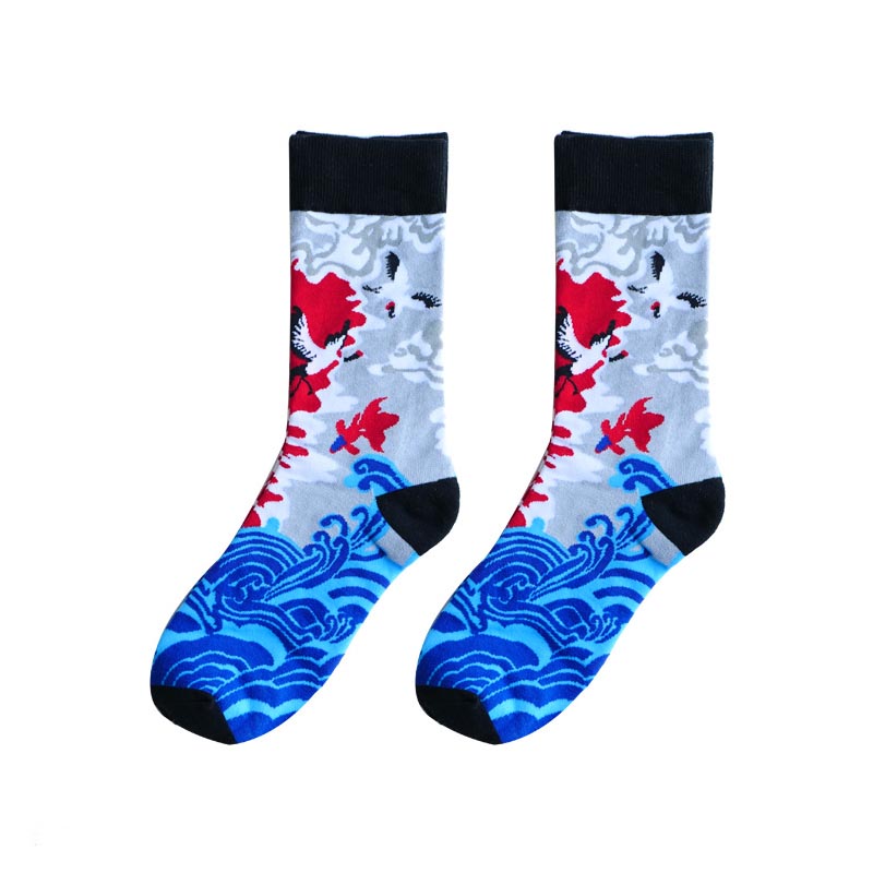 Dragon Phoenix Crane Pattern Fashion Socks