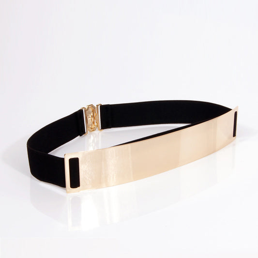 Mirror metal belt ladies elastic