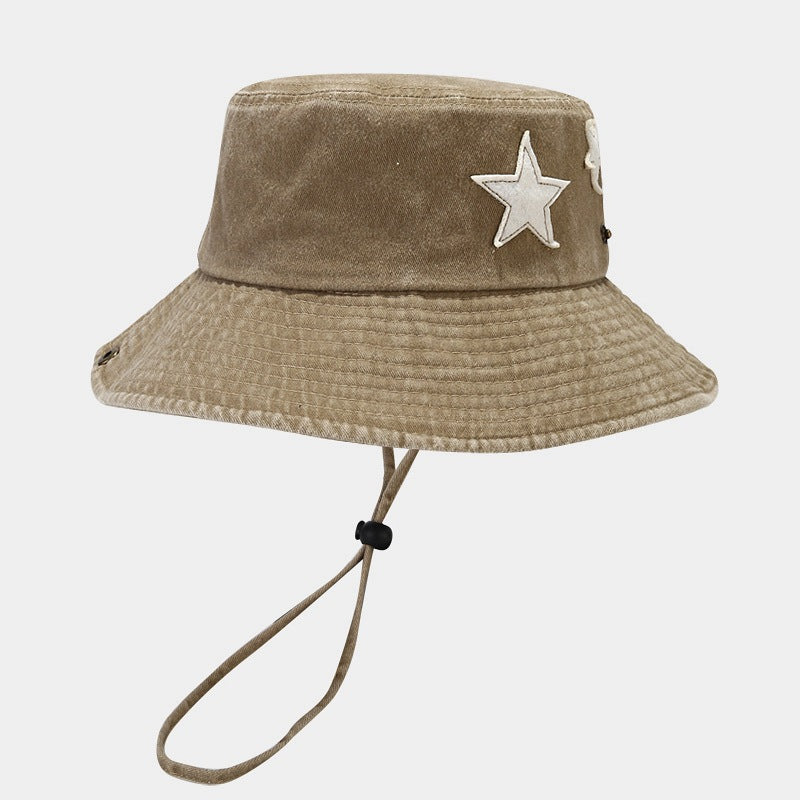 Western Denim Wind Pentagram Washed Old Mountaineering Sun Hat