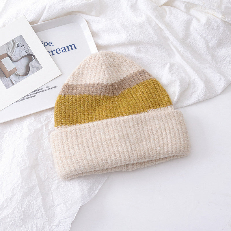 Versatile Small Color Matching Pullover Knitted Hat