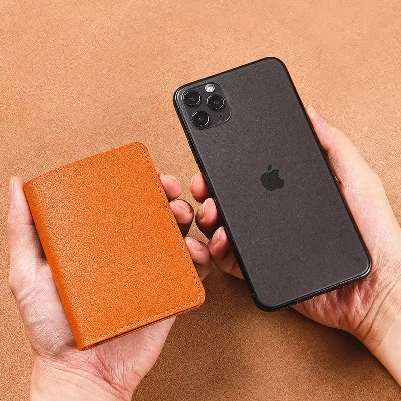 2025 New Women'S Wallet Simplified Folding Button Small Wallet Driver'S License Card Bag Male Student Soft Leather Wallet