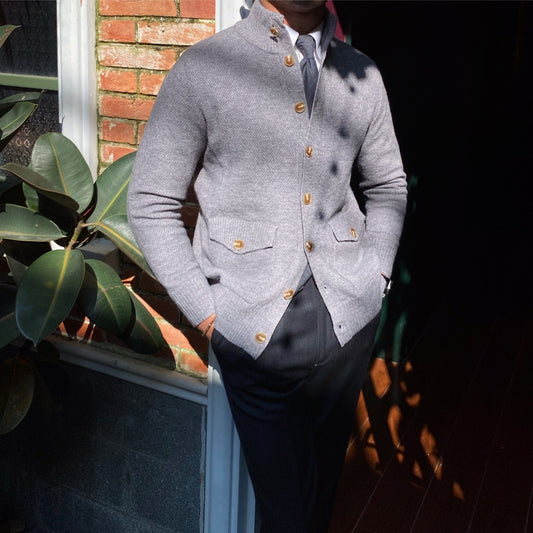 Warm Single-breasted Knitted Cardigan Coat Stand Collar Sweater