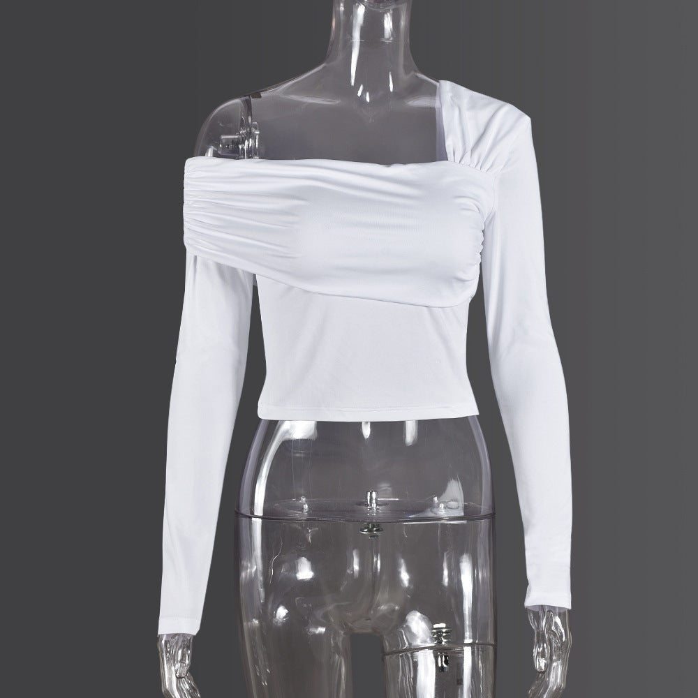 T-shirt Sexy Long Sleeve Off-shoulder Slim-fit Flattering Elegant Top For Women