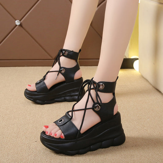 Inner Heightening All-match Fish Mouth Women's Sandals Wedge Platform Platform Shoes