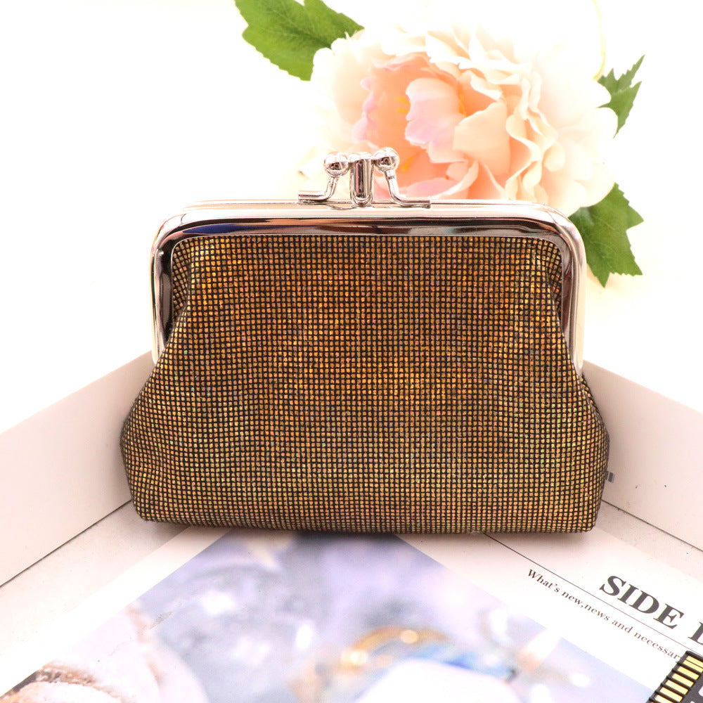 Retro Double PU Bright Plaid Short Wallet Ladies Card Holder