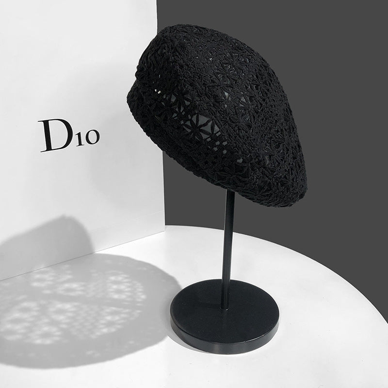 Women's Fashionable Woven Hollow Beret Hat