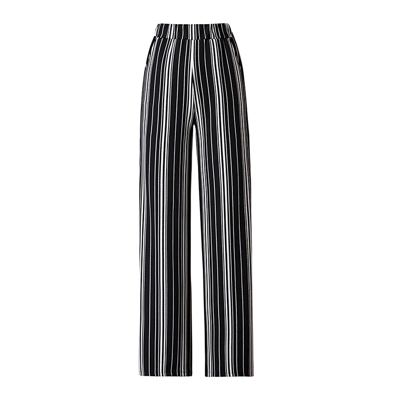 Women's Fashion Casual Vertical Striped Wide Leg Trousers