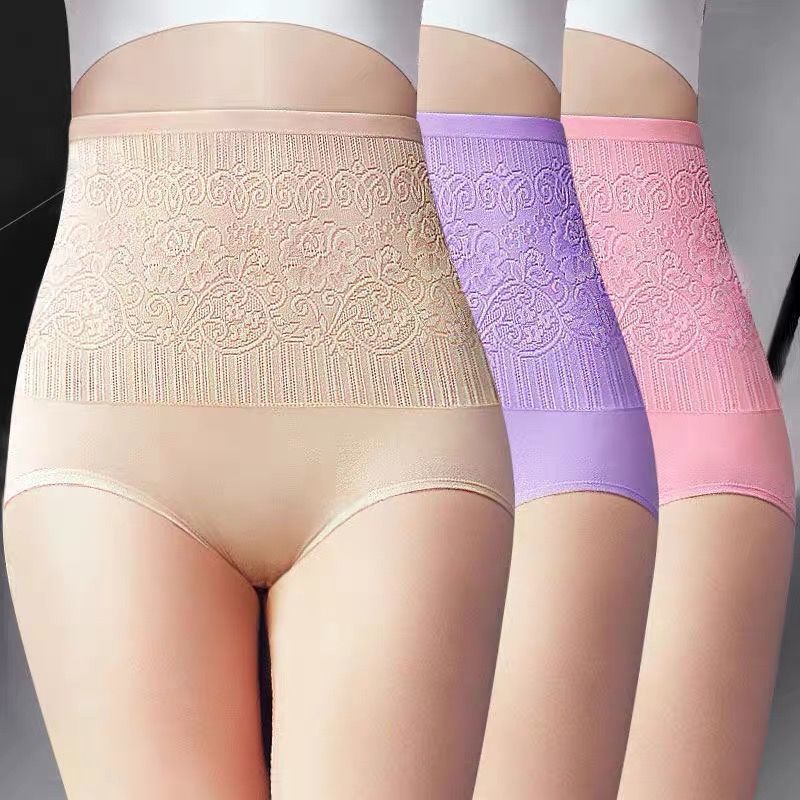High Waist Abdomen Hip Raise Large Size Cotton Lace Sexy Panties
