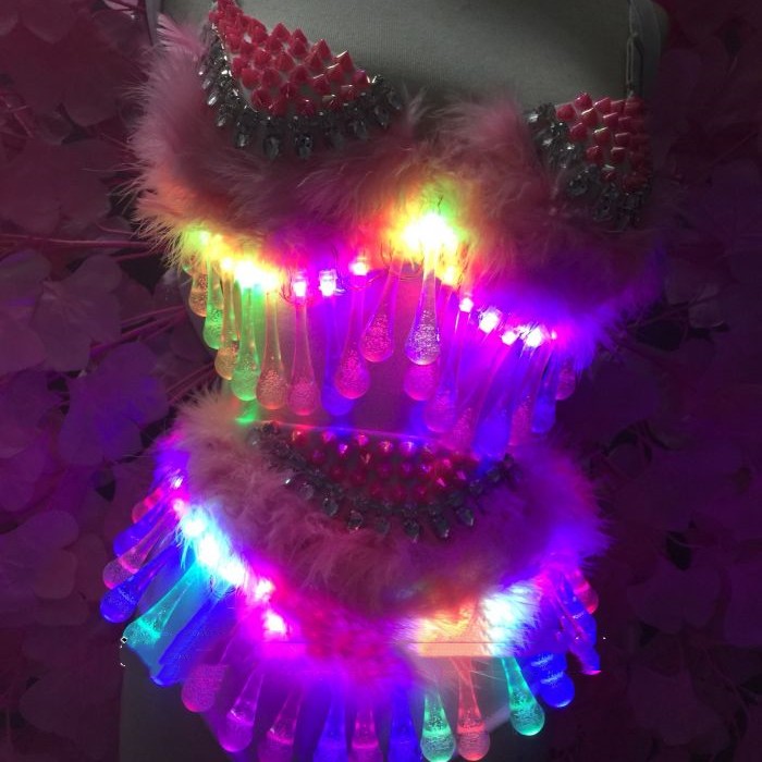 LED Luminescent Flower Leaf Wing Performance Suit