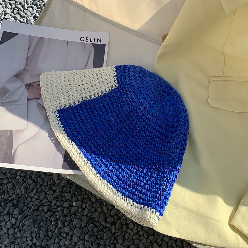 Hollow And Breathable In Summer Blue Panel Bucket Hat