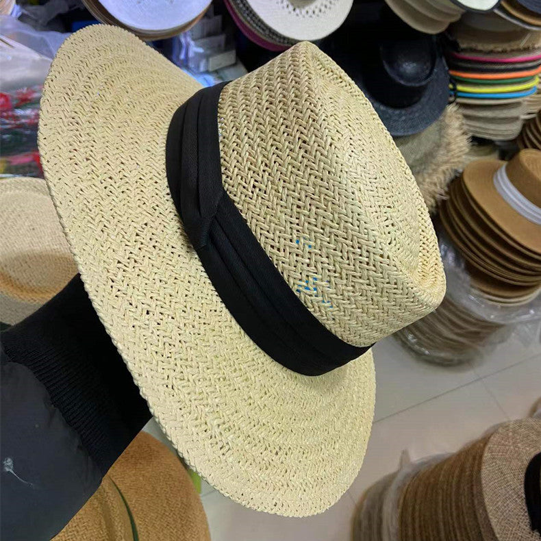 Summer Female Flat Straw Hat Sun Visor Hat Lafite