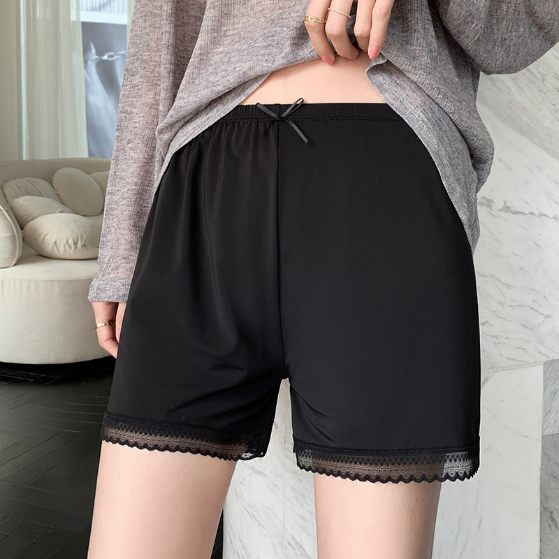 Safety Pants Women's Ice Silk Bow Lace Loose Anti-exposure Shorts