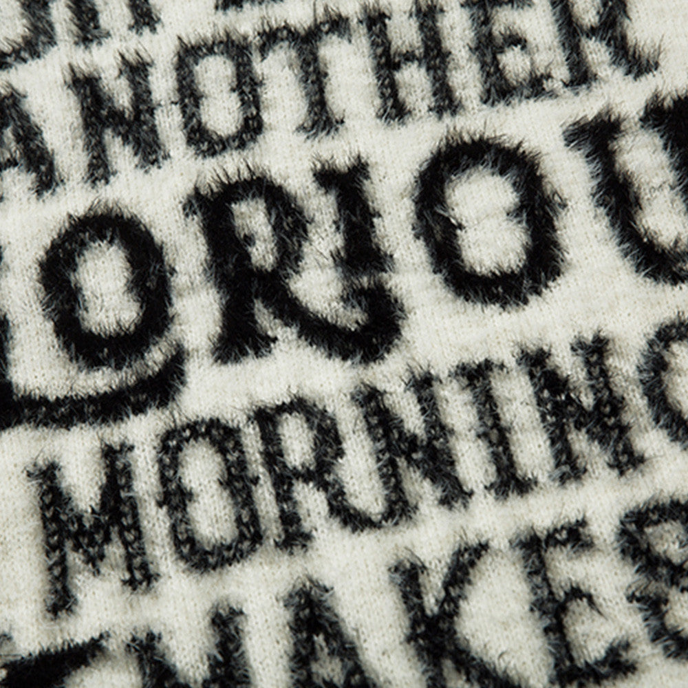 Dark High Street Letter Jacquard Round Neck Sweater