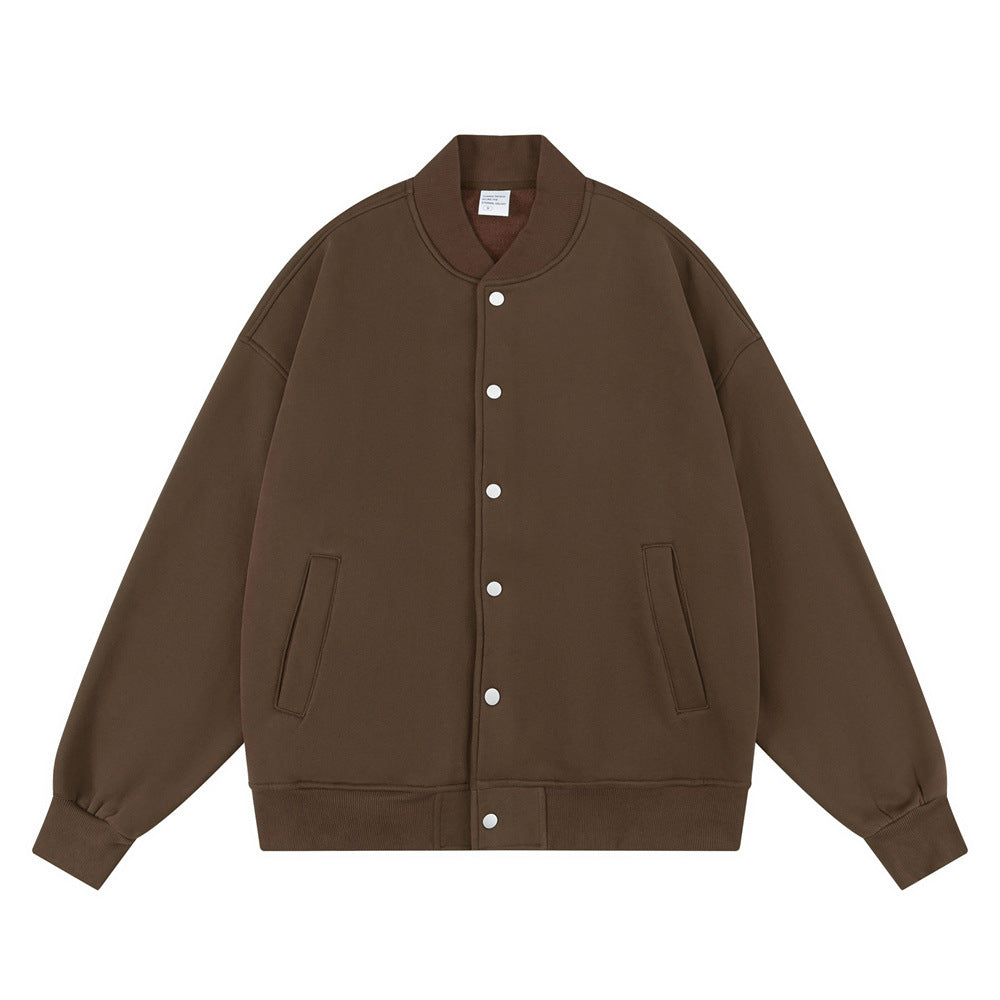 American Style Loose Solid Color With Fur Baseball Uniform