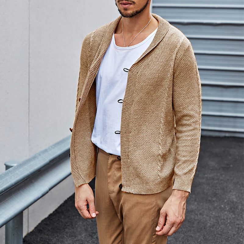 Sweater Men's Solid Color Slim Cardigan Buttoned Sweater