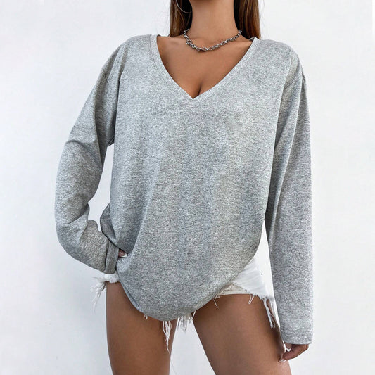 Women's Solid Color Simple And Versatile T-shirt