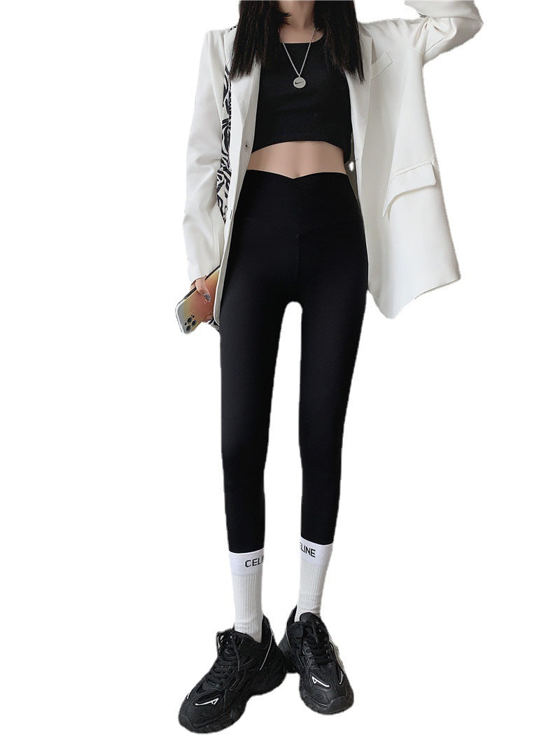 Buttocks Stretch High Waisted Gray Shark Skin  Pants