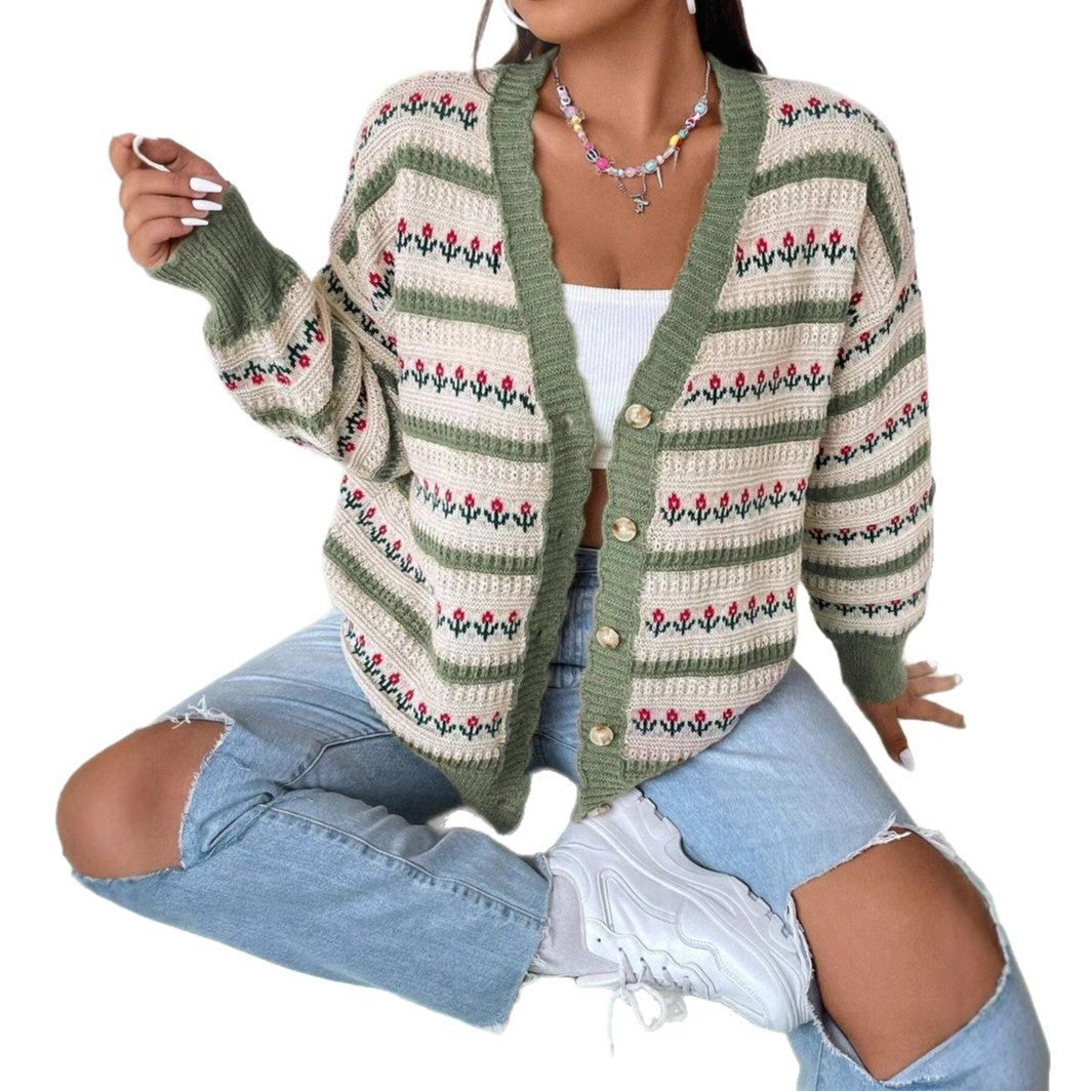 Retro Hollow All-match Flowers Floral Cute Sweater