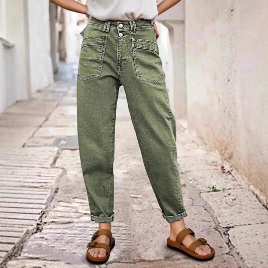 European And American-style Stretch Mid-rise Straight-leg Jeans