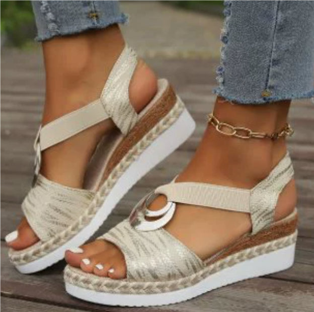 Women's Summer New Hemp Rope Wedge Light Bottom Peep Toe Sandals